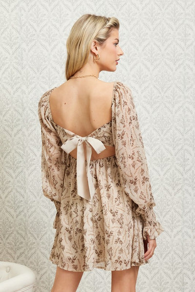open back smock dress Satin Smocked Back Dress