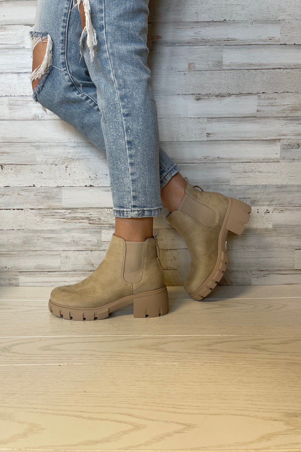Camden-3 Suede Bootie With Removable Chain