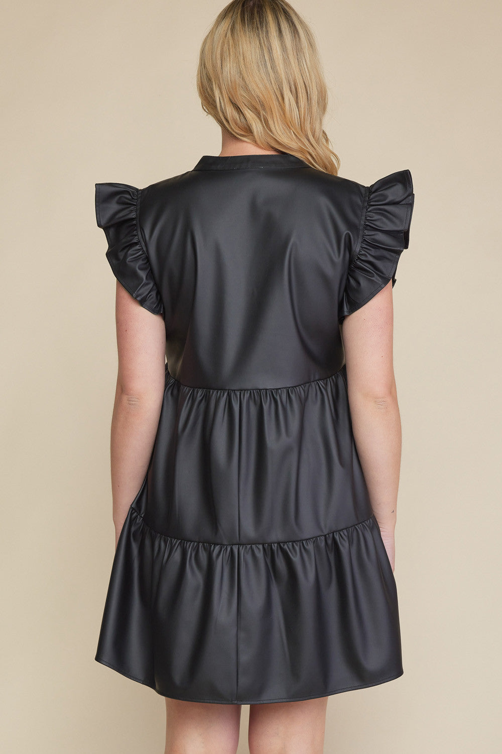 Plus Faux Leather Tiered Dress