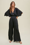 Satin Wide Leg Smock Waist Jumpsuit