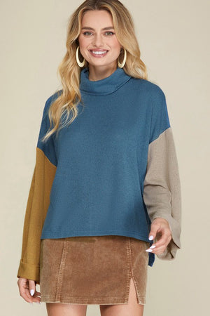 Colorblock Sleeve Sweater Top