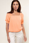 Smock Shoulder Elastic Waist Top
