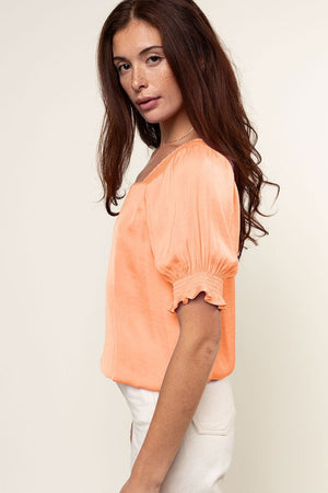 Smock Shoulder Elastic Waist Top