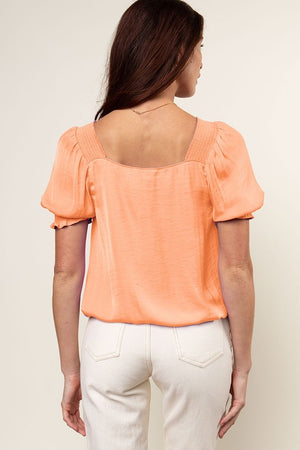 Smock Shoulder Elastic Waist Top