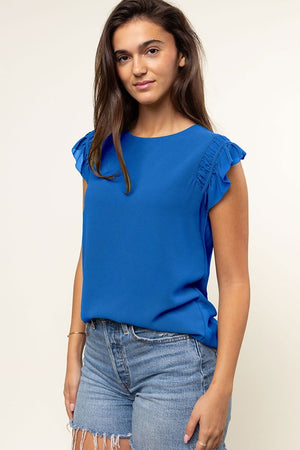 Ruffle Shoulder Shell Top