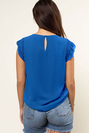 Ruffle Shoulder Shell Top