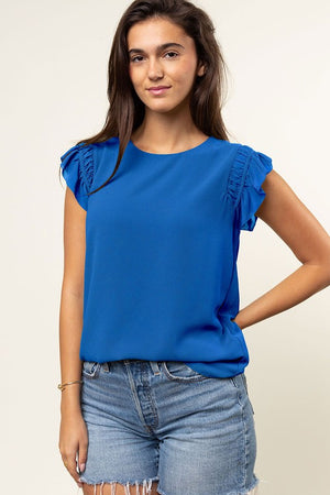 Ruffle Shoulder Shell Top