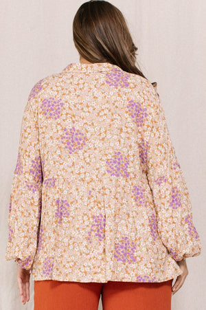 Plus LS Ditsy Floral Top