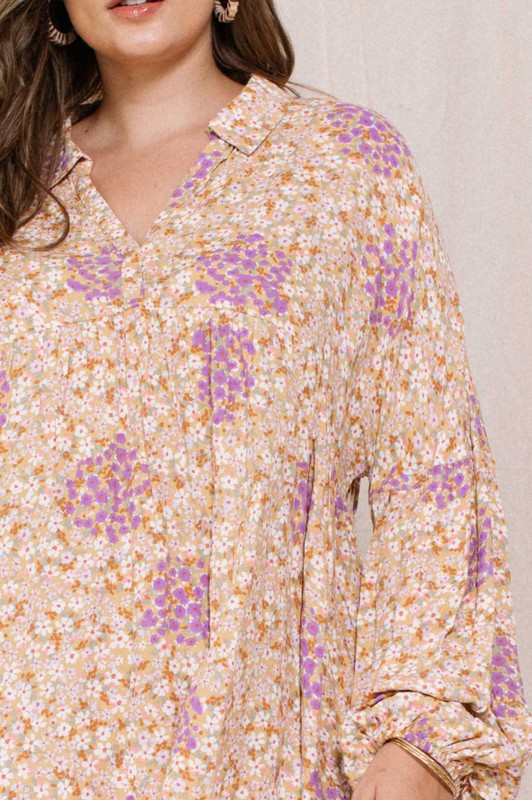 Plus LS Ditsy Floral Top