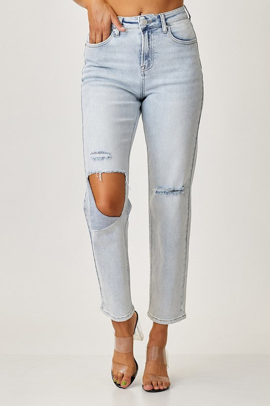 Relaxed HW Open Knee Jeans