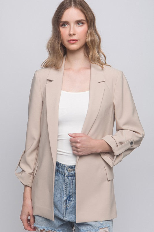 Woven 3/4 Sleeve Blazer