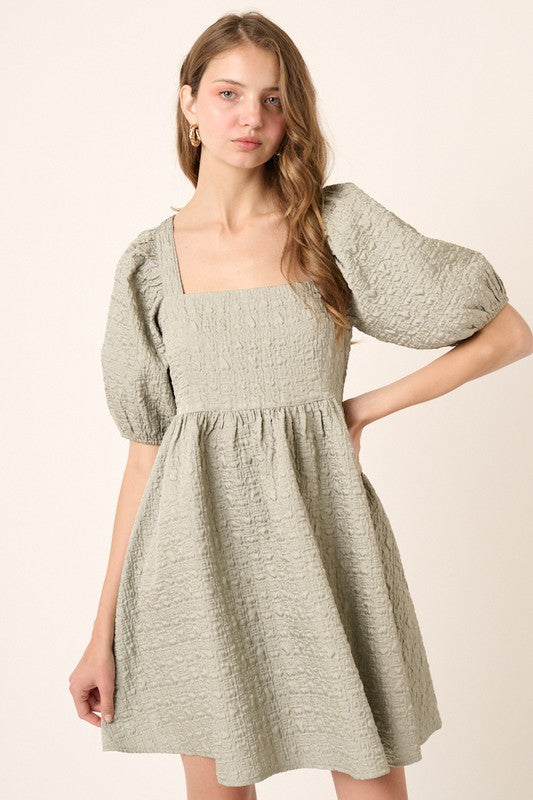 Jacquard Texture Babydoll Dress