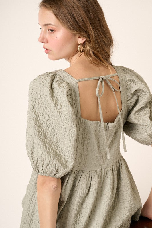 Jacquard Texture Babydoll Dress