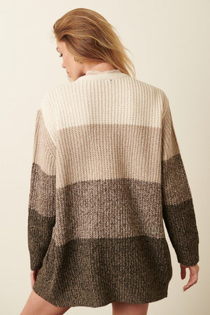 Open Colorblock Sweater Cardigan
