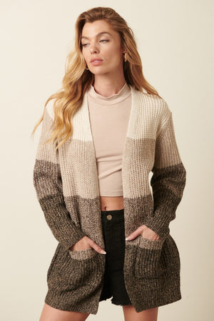 Open Colorblock Sweater Cardigan