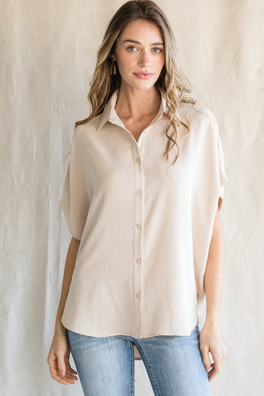 Casual Button Collar Top