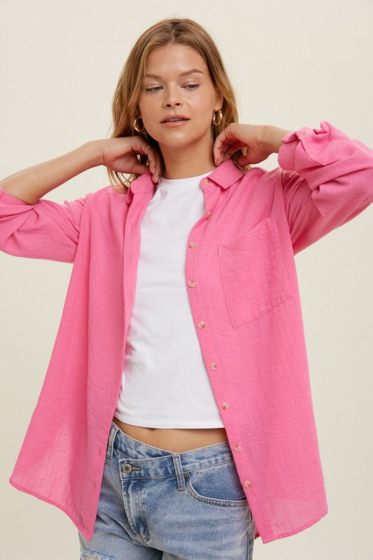 Textured Button Up Shirt