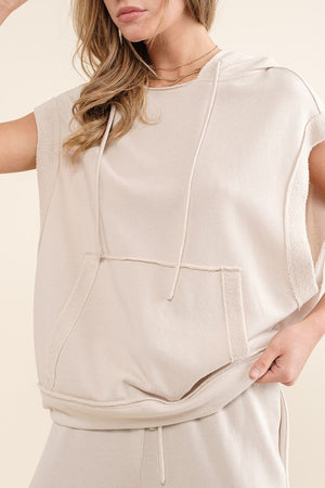 Sleeveless Terry Hoodie Top