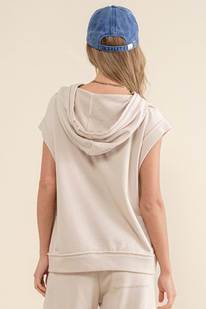 Sleeveless Terry Hoodie Top