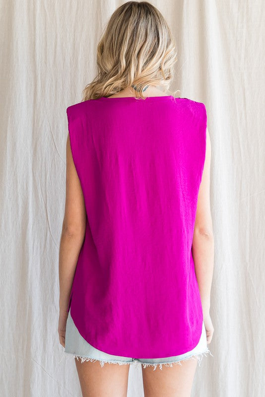 Padded Shoulder Solid Top