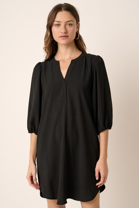 Slit Placket 3/4 Sleeve Dress
