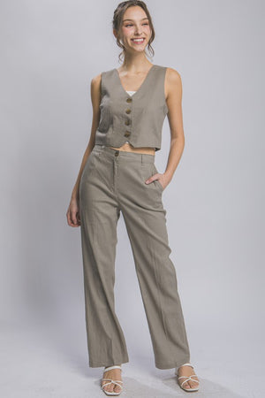 Linen Straight Leg Twill Pants