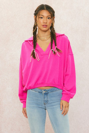 Slouchy Terry Collar Top