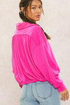 Slouchy Terry Collar Top