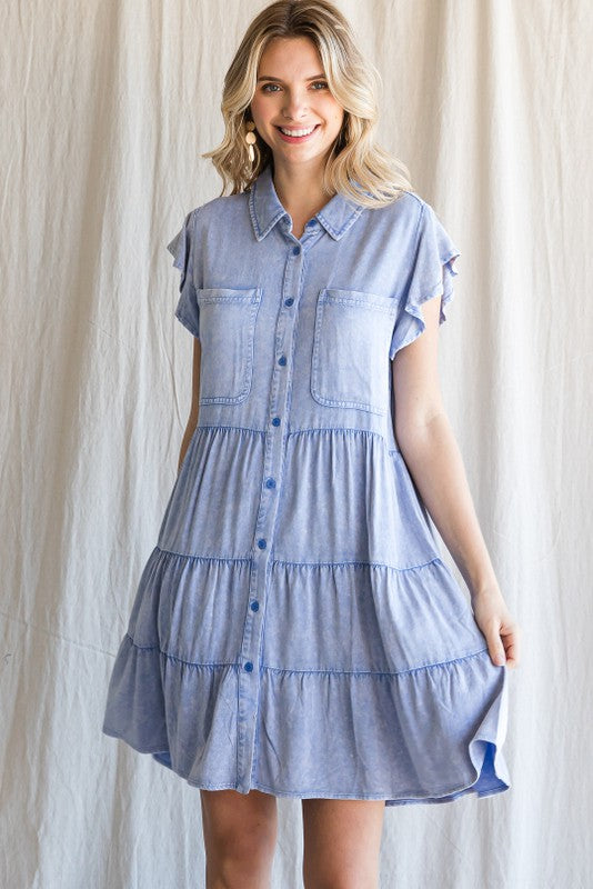 Plus Acid Wash Babydoll Dress