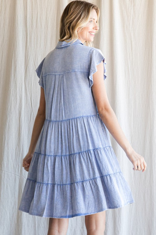 Plus Acid Wash Babydoll Dress