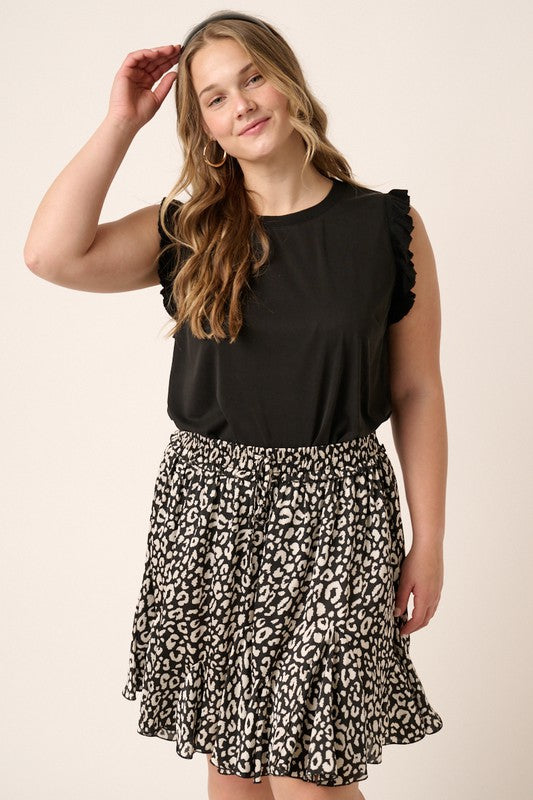 Plus Sleeveless Ruffle Trim Knit Top