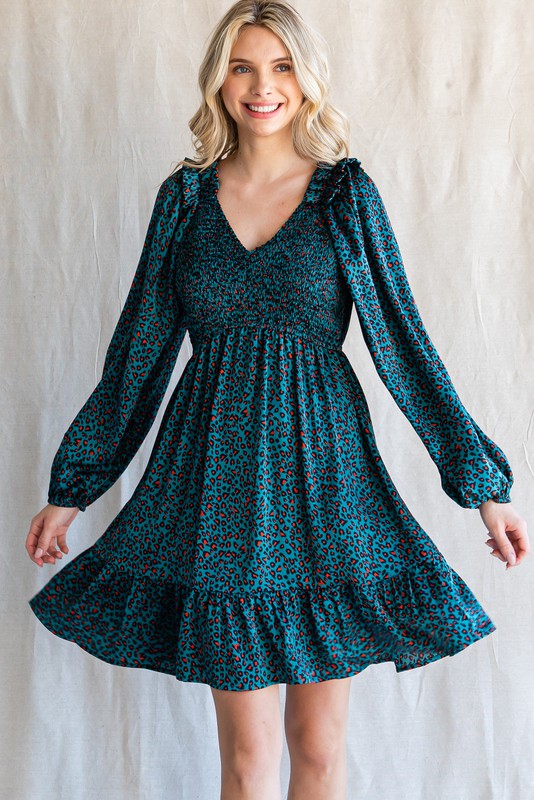 Smocked Leopard Dress