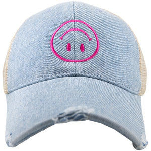 Upside Down Happy Face Trucker Hat