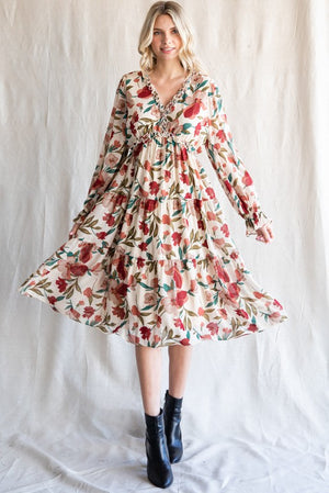 Floral Chiffon Midi Dress