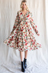 Plus Floral Chiffon Midi Dress