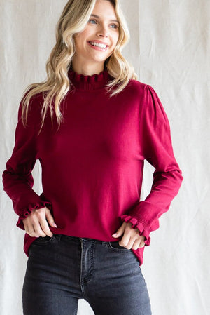 Frill Trim LS Knit Top