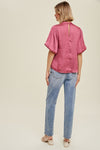 Bubble Sleeve Satin Top