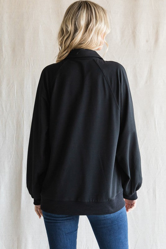 Collar Snap Sweatshirt