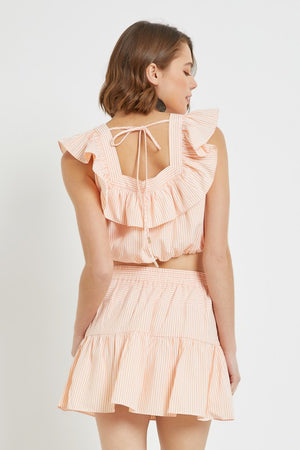Ruffle Pinstripe Crop Top