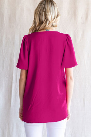 Puff Sleeve V-Neck Top