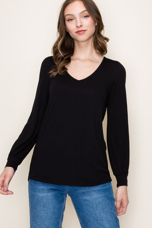 Long Balloon Sleeve Modal Jersey Top
