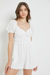 Ruffle Detail Solid Romper