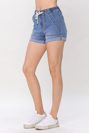 HW Cool Denim Pull On Drawstring Shorts