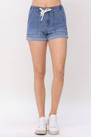 HW Cool Denim Pull On Drawstring Shorts