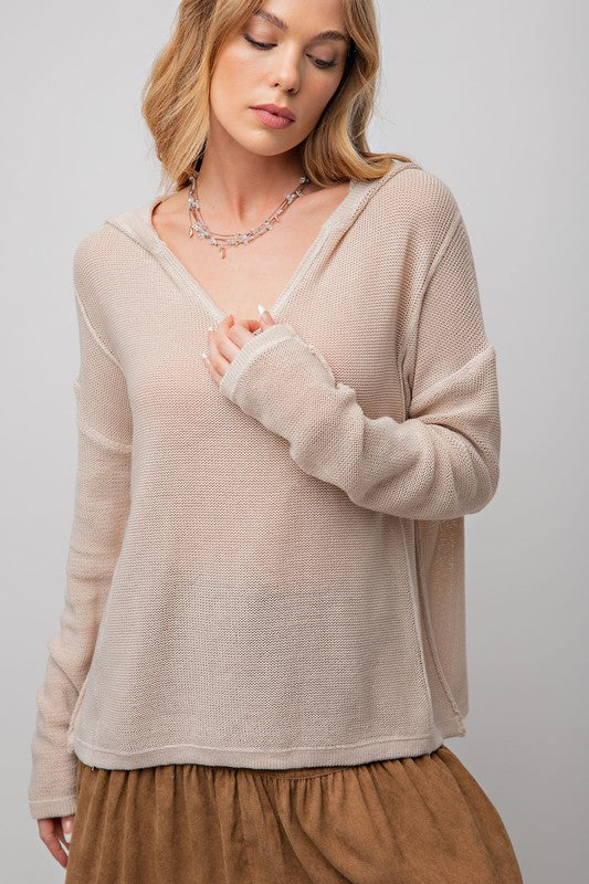 Thin Hooded Sweater Top