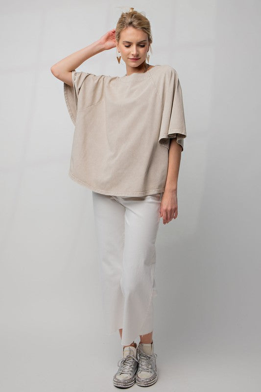 Wing Sleeve Mineral Wash Top
