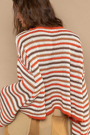 Round Neck LS Stripe Sweater