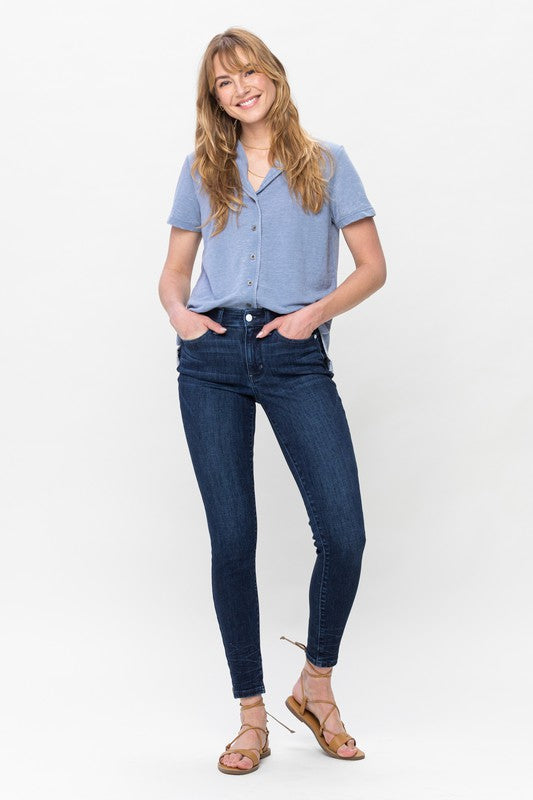 Crinkle Ankle MR Skinny Jeans