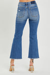 Mid Button Fly Crop Flare Jeans