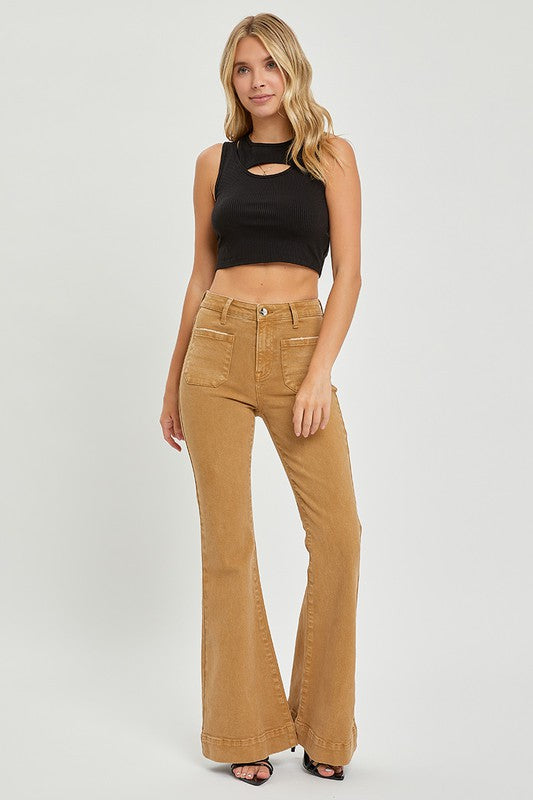 Front Patch Pocket Flare Jeans